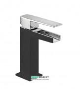 Змішувач для раковини Tres Slim-Tres з відкритим каскадним виливом чорний/хром 20211001NE
