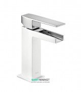Смеситель для раковины Tres Slim-Tres с открытым каскадным изливом белый/хром 20211001BL