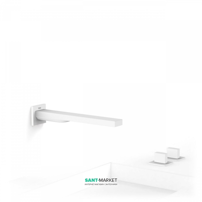 Смеситель для ванной Tres Slim colors двухвентильный белый матовый 20223901BM