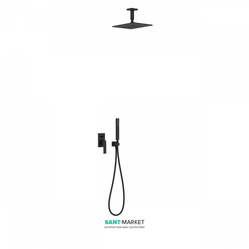 Душевая система Tres Slim colors с верхним и ручным душем черный матовый 20218080NM