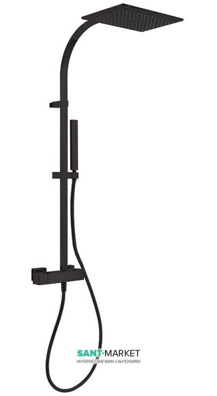 Душевая стойка Tres Slim colors со смесителем верхним и ручным душем черный матовый 20219101NM