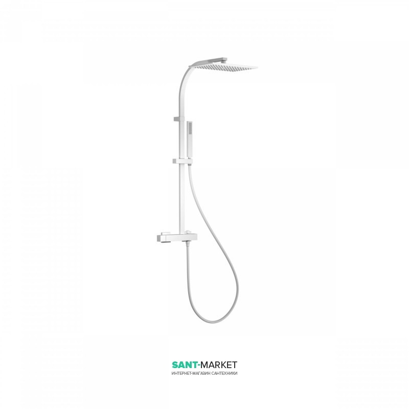 Душова стійка Tres Slim colors зі змішувачем верхнім і ручним душем білий матовий 20219101BM