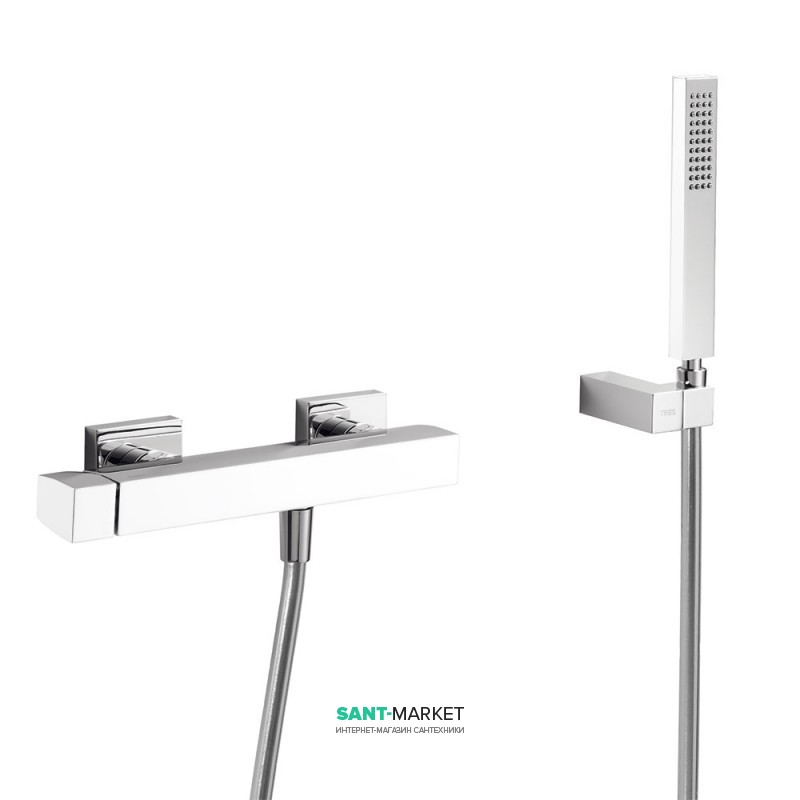 Смеситель для душа Tres Slim colors однорычажный с ручным душем белый/хром 20216701BL