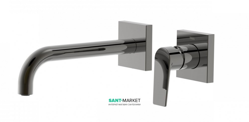 Смеситель для раковины Tres Project colors настенный излив 220 мм черный металл 21120081KM