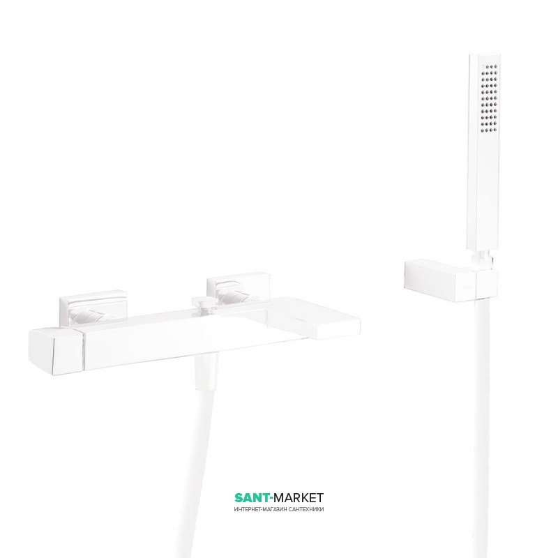 Смеситель для ванной Tres Slim colors с ручным душем белый матовый 20217001BM