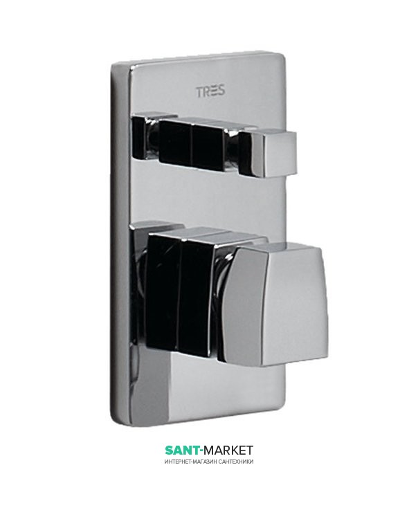 Змішувач для душа Tres Slim-Tres одноважільний вбудовується 2 каналу хром 20218002
