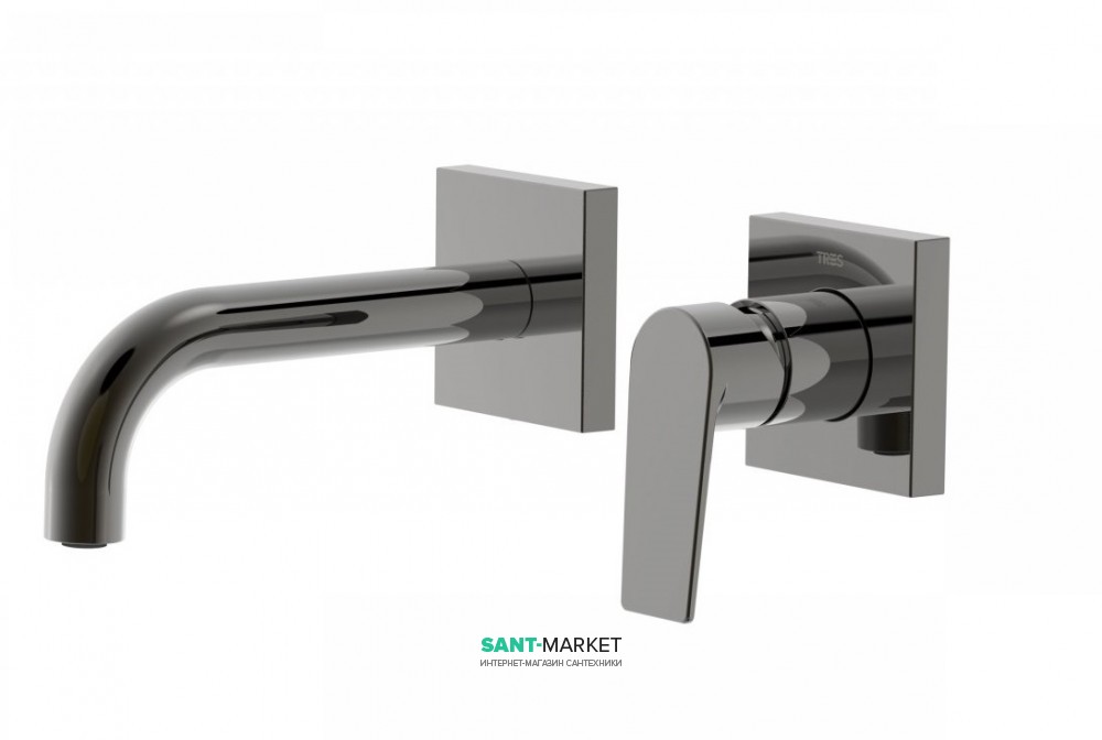 Смеситель для раковины Tres Project colors настенный излив 170 мм черный металл 21120080KM