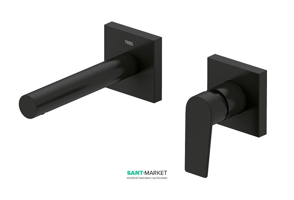 Змішувач для раковини Tres Project colors настінний вилив 163 мм чорний матовий 21120281NM