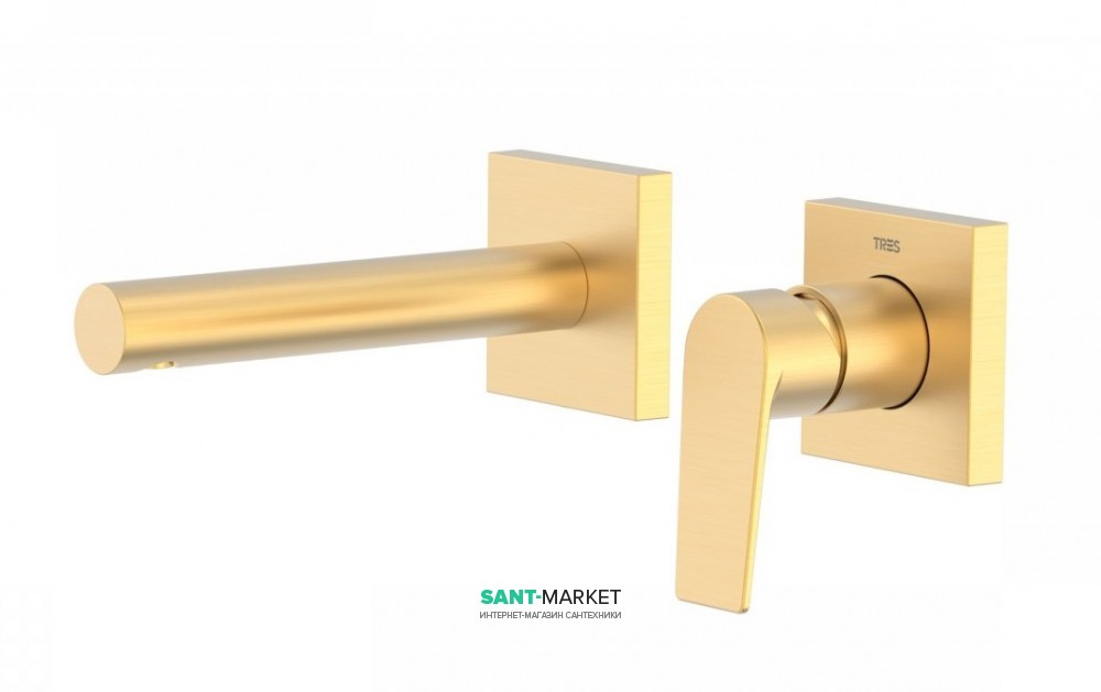 Змішувач для раковини Tres Project colors настінний вилив 163 мм золото матовий 21120281OM