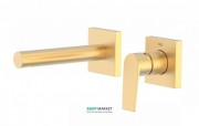 Смеситель для раковины Tres Project colors настенный излив 163 мм золото матовый 21120281OM