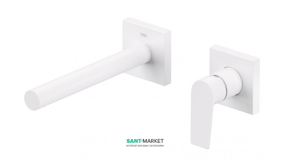 Смеситель для раковины Tres Project colors настенный излив 213 мм белый матовый 21120282BM