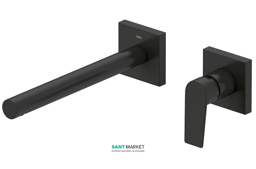 Смеситель для раковины Tres Project colors настенный излив 253 мм черный матовый 21120283NM