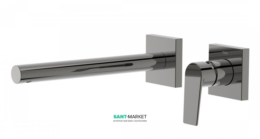 Смеситель для раковины Tres Project colors настенный излив 253 мм черный металл 21120283KM