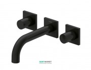 Смеситель для раковины Tres Project colors настенный двухвентильный излив 164 мм черный матовый 21115101NM