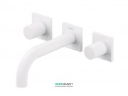 Смеситель для раковины Tres Project colors настенный двухвентильный излив 164 мм белый матовый 21115101BM