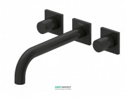 Смеситель для раковины Tres Project colors настенный двухвентильный излив 214 мм черный матовый 21115201NM