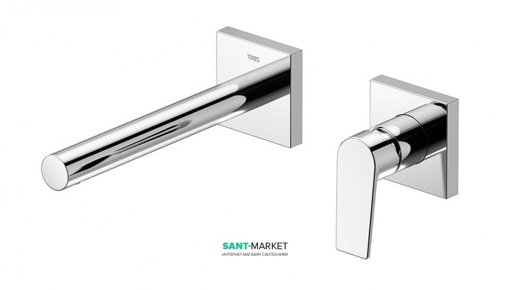 Смеситель для раковины Tres Project-Tres настенный излив 213 мм хром 21120282