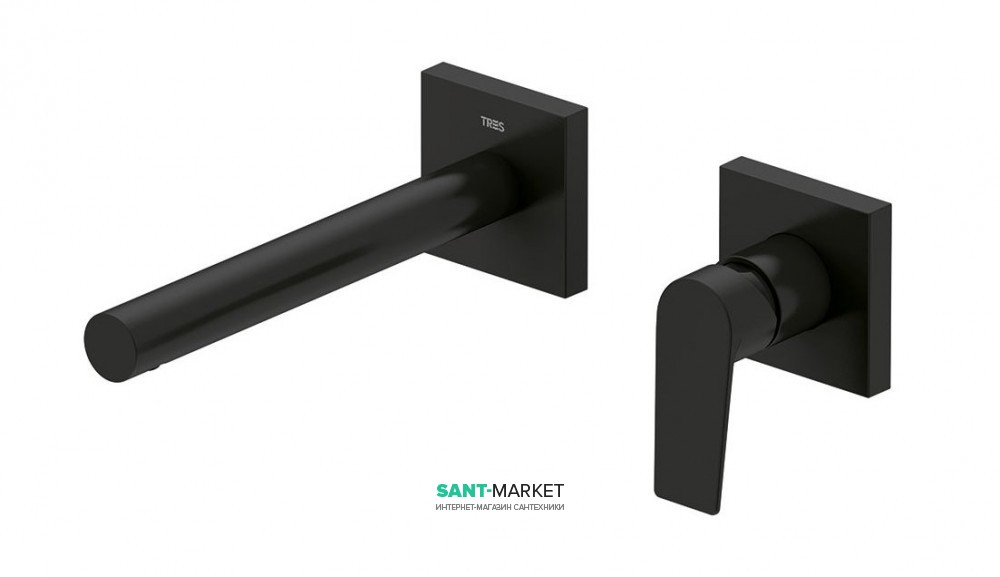 Змішувач для раковини Tres Project colors настінний вилив 213 мм чорний матовий 21120282NM