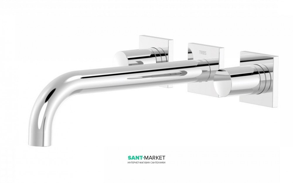 Смеситель для раковины Tres Project-Tres настенный двухвентильный излив 214 мм хром 21115201