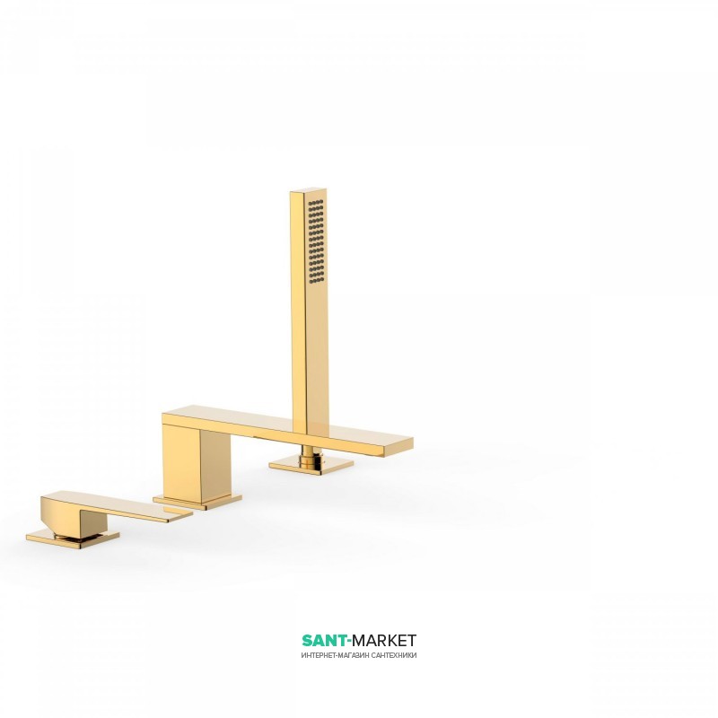 Смеситель на борт ванны Tres Slim colors с ручным душем золото 20216103OR