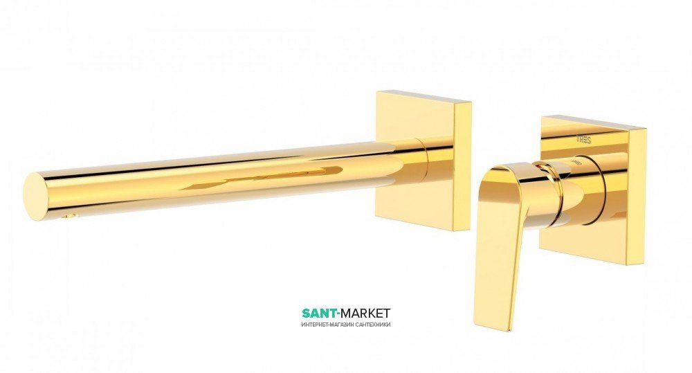 Смеситель для раковины Tres Project colors настенный излив 253 мм золото 21120283OR