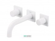 Змішувач для раковини Tres Project colors настінний двовентильний вилив 164 мм білий матовий 21115101BM