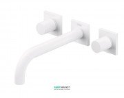 Змішувач для раковини Tres Project colors настінний двовентильний вилив 214 мм білий матовий 21115201BM