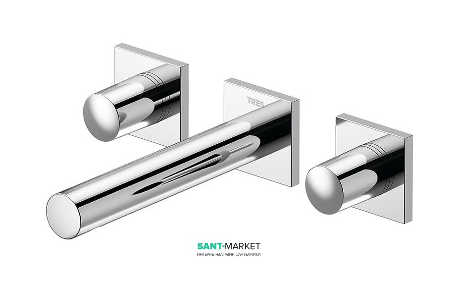 Смеситель для раковины Tres Project-Tres настенный двухвентильный излив 156 мм хром 21175101