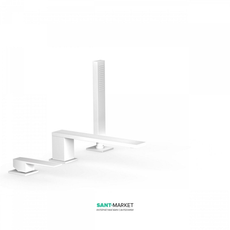 Змішувач на борт ванни Tres Slim colors з ручним душем білий матовий 20216101BM