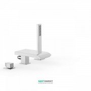 Смеситель на борт ванны Tres Slim-Tres с каскадным изливом и ручным душем хром 20266102