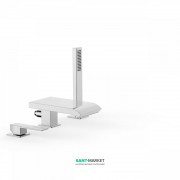 Смеситель на борт ванны Tres Slim-Tres с каскадным изливом и ручным душем хром 20266101