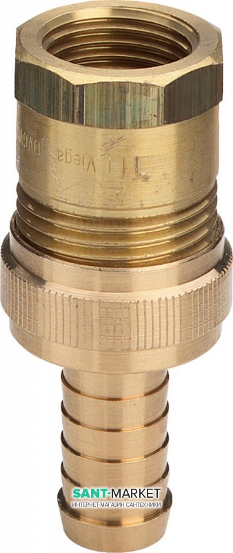 Фитинг елочка для присоединения шланга Viega 1842 ⅜х½ латунь 145699