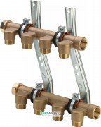 Коллектор Viega ­­Pexfit­­ Pro 2005 3 выхода для холодной и 3 для горячей воды бронза 122348