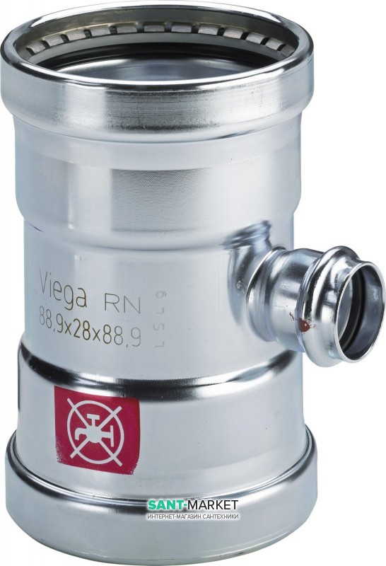 Тройник Viega Prestabo XL 1118XL 88.9х76.1х88.9 нелегированная сталь 597986
