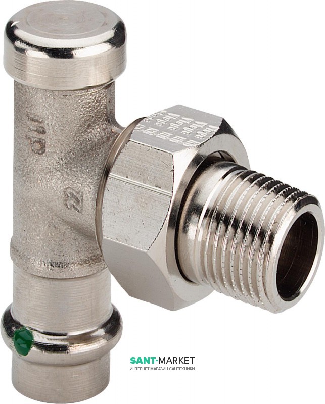 Радиаторный вентиль на обратную магистраль Viega Sanpress 2272.1 с SC‑Contur d15хR½ бронза 26357