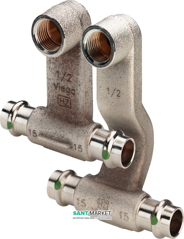 Соединительный элемент для подключения радиатора Viega Sanpress 2273.1 с SC‑Contur бронза 446628