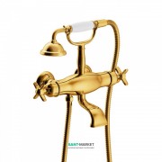 Термостат для ванної Tres Tres-Clasic двовентильний з ручним душем і кронштейном золото 24217609OR