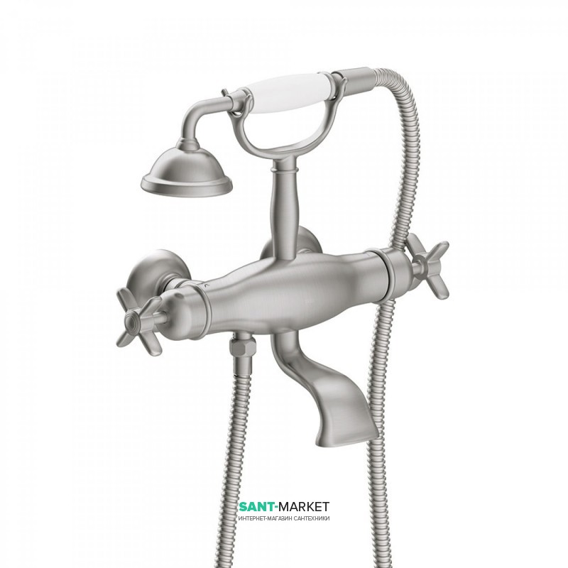 Термостат для ванної Tres Tres-Clasic двовентильний з ручним душем і кронштейном сталь 24217609AC