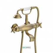 Термостат для ванной Tres Tres-Сlasic двехвентильный с ручным душем и кронштейном состаренная латунь матовая 24217609LM