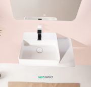 Раковина для ванной подвесная каменная Volle Solid surface с полочкой 58х37 см белый 13-40-415