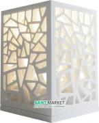 Декоративный ажурный настольный светильник каменный Volle Solid surface белый 18-40-138