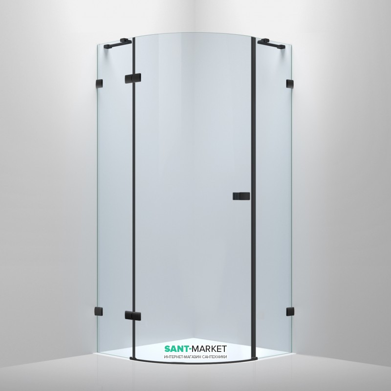 Душова кабіна чверть кола Volle De la Noche 90х90 см профіль чорний скло прозоре 10-40-192black