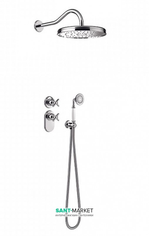 Душова система прихованого монтажу Tres Tres-Clasic з термостатом верхнім і ручним душем хром 24235202