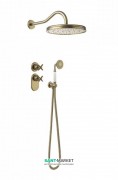 Душевая система скрытого монтажа Tres Tres-Сlasic с термостатом верхним и ручным душем состаренная латунь 24235202LV