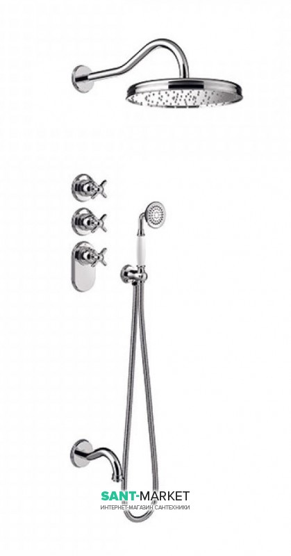 Душевая система скрытого монтажа Tres Tres-Сlasic с термостатом верхним и ручным душем хром 24235301