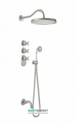 Душевая система скрытого монтажа Tres Tres-Сlasic с термостатом верхним и ручным душем сталь 24235301AC