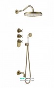 Душевая система скрытого монтажа Tres Tres-Сlasic с термостатом верхним и ручным душем состаренная латунь матовая 24235301LM
