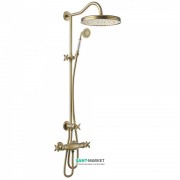 Душевая стойка Tres Tres-Сlasic с термостатом верхним и ручным душем состаренная латунь матовая 24219501LM