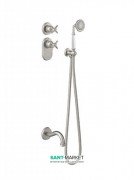 Душевая система скрытого монтажа Tres Tres-Сlasic с термостатом ручным душем и изливом для ванны сталь 24235201AC