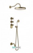Душевая система скрытого монтажа Tres Tres-Сlasic с термостатом верхним и ручным душем состаренная латунь матовая 24235301LM